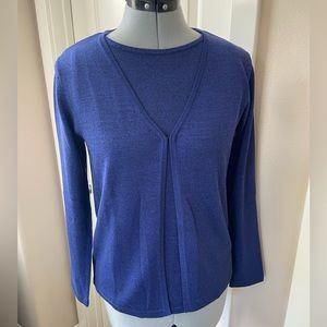 Liz Claiborne Collection Silk Cardigan & Tank Sweater Set, Blue & Black, Size S